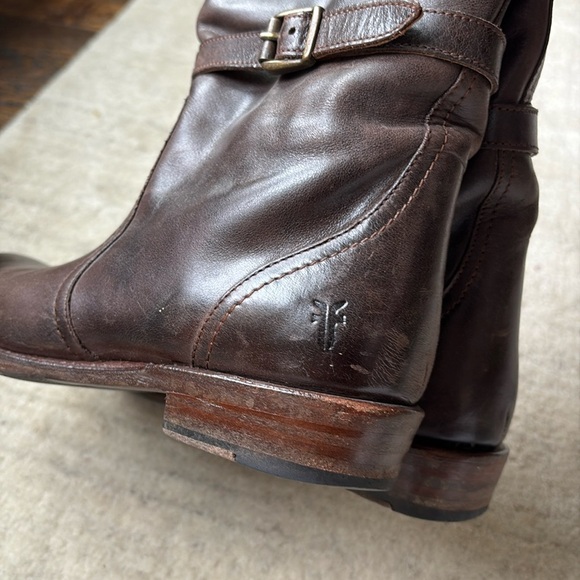 Frye Dorado Tall Brown Buckle Riding Boots - Picture 13 of 16